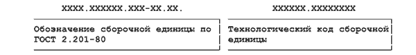 Структура полного конструкторско-технологического кода сборочной единицы по ОТКСЕ (ОК 022-95)