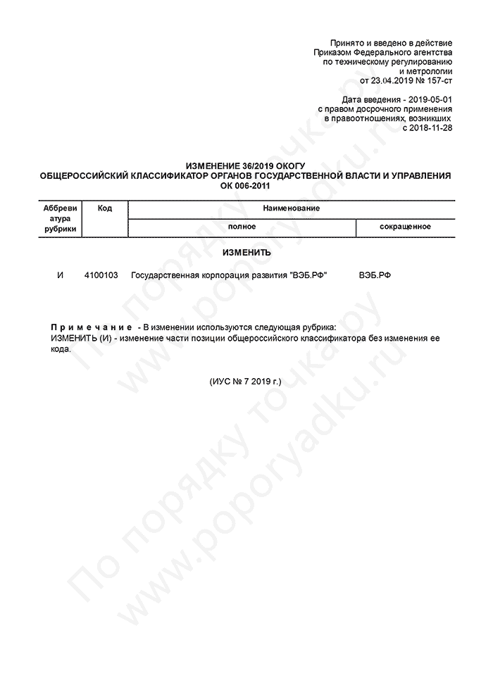 Изменение 36/2019 ОКОГУ