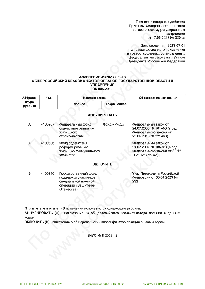 Изменение 49/2023 ОКОГУ