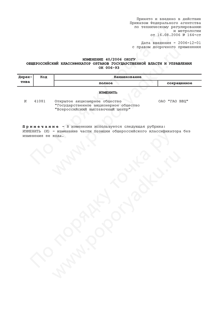 Изменение 40/2006 ОКОГУ