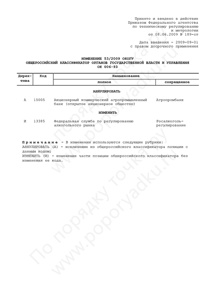 Изменение 53/2009 ОКОГУ