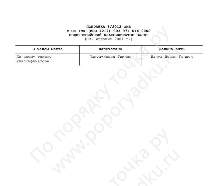 Поправка 8/2013 ОКВ