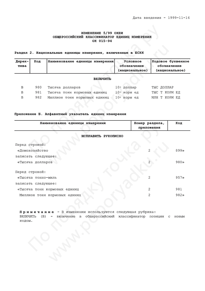 Изменение 5/99 ОКЕИ