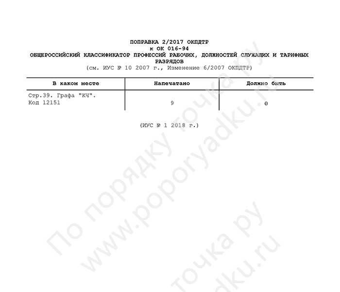 Поправка 2/2017 ОКПДТР