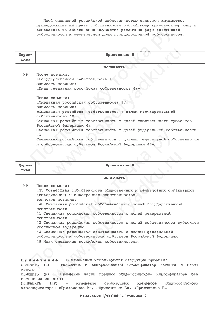 Изменение 1/99 ОКФС (страница 2)