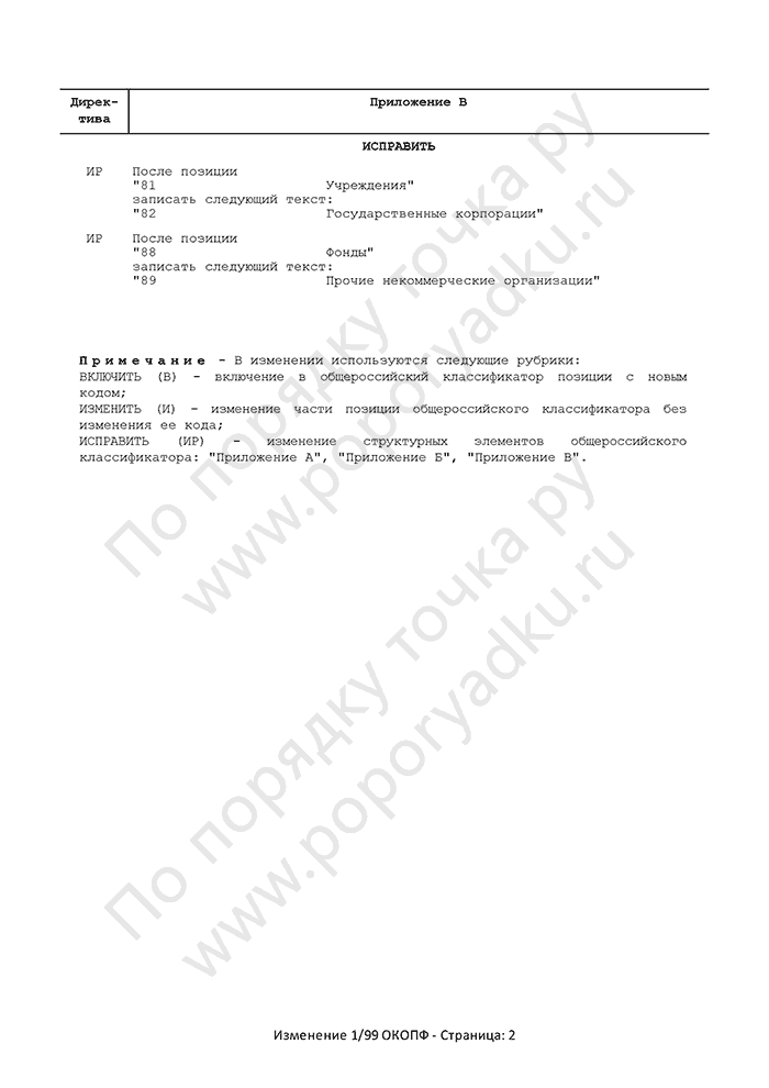 Изменение 1/99 ОКОПФ (страница 2)