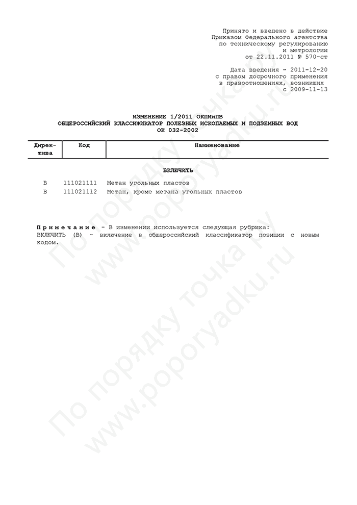 Изменение 1/2011 ОКПИиПВ