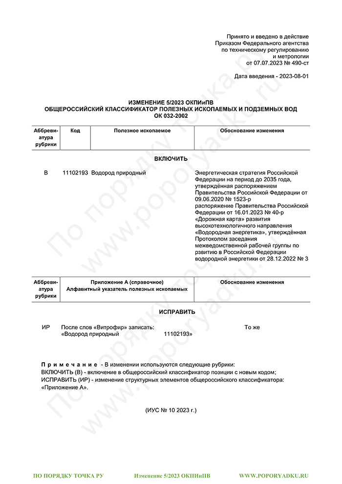 Изменение 5/2023 ОКПИиПВ