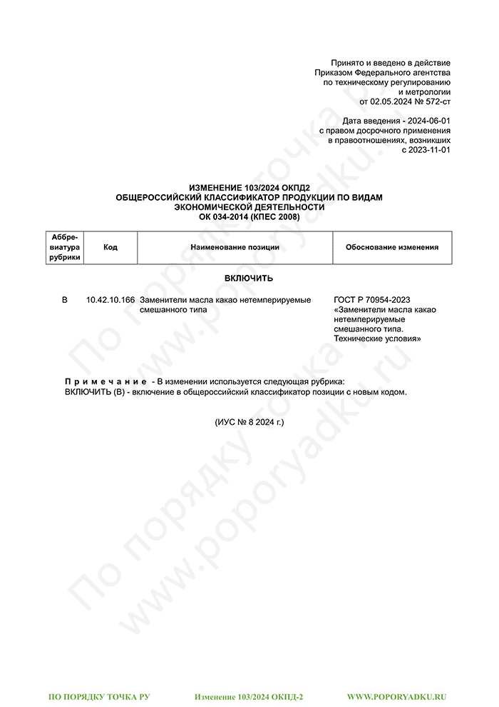 Изменение 103/2024 ОКПД-2