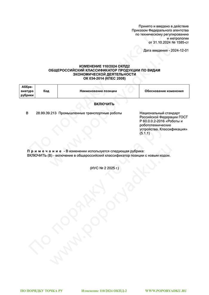 Изменение 110/2024 ОКПД-2