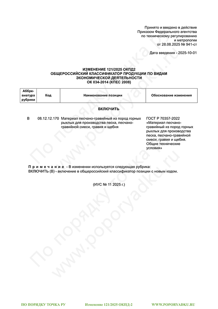 Изменение 121/2025 ОКПД-2