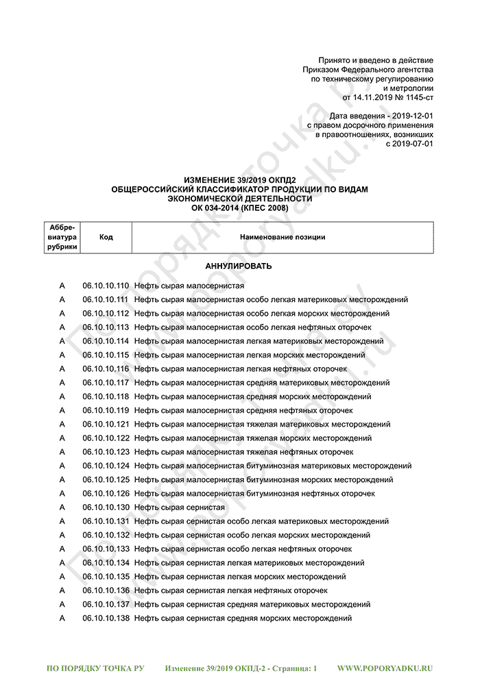 Изменение 39/2019 ОКПД-2 (страница 1)