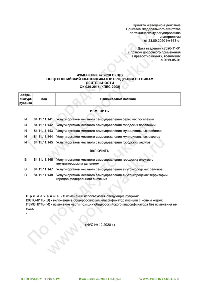 Изменение 47/2020 ОКПД-2