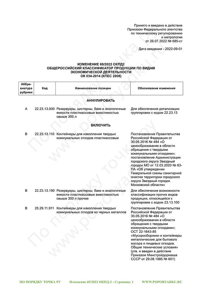 Изменение 69/2022 ОКПД-2 (страница 1)