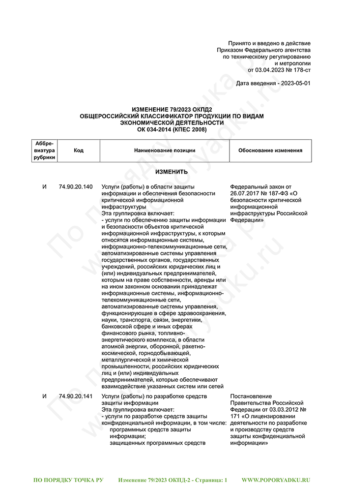 Изменение 79/2023 ОКПД-2 (страница 1)