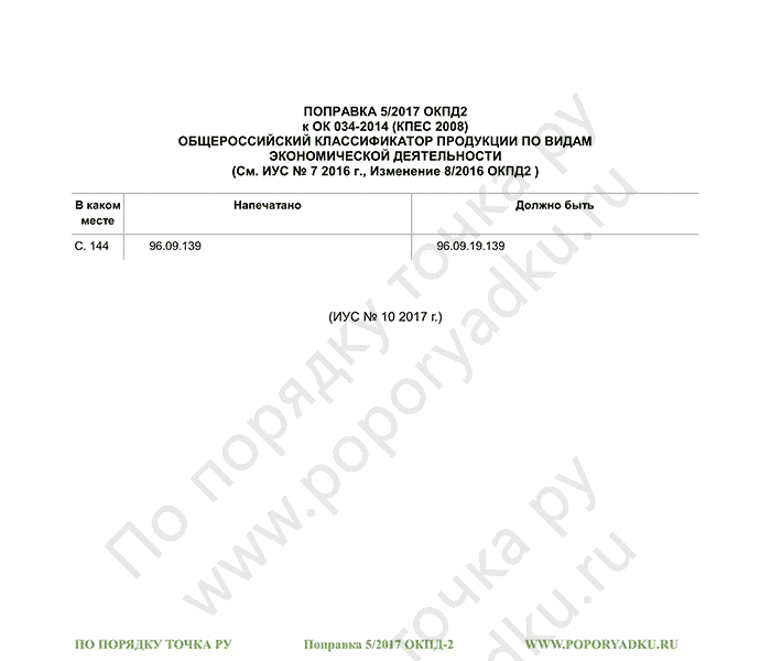 Поправка 5/2017 ОКПД-2